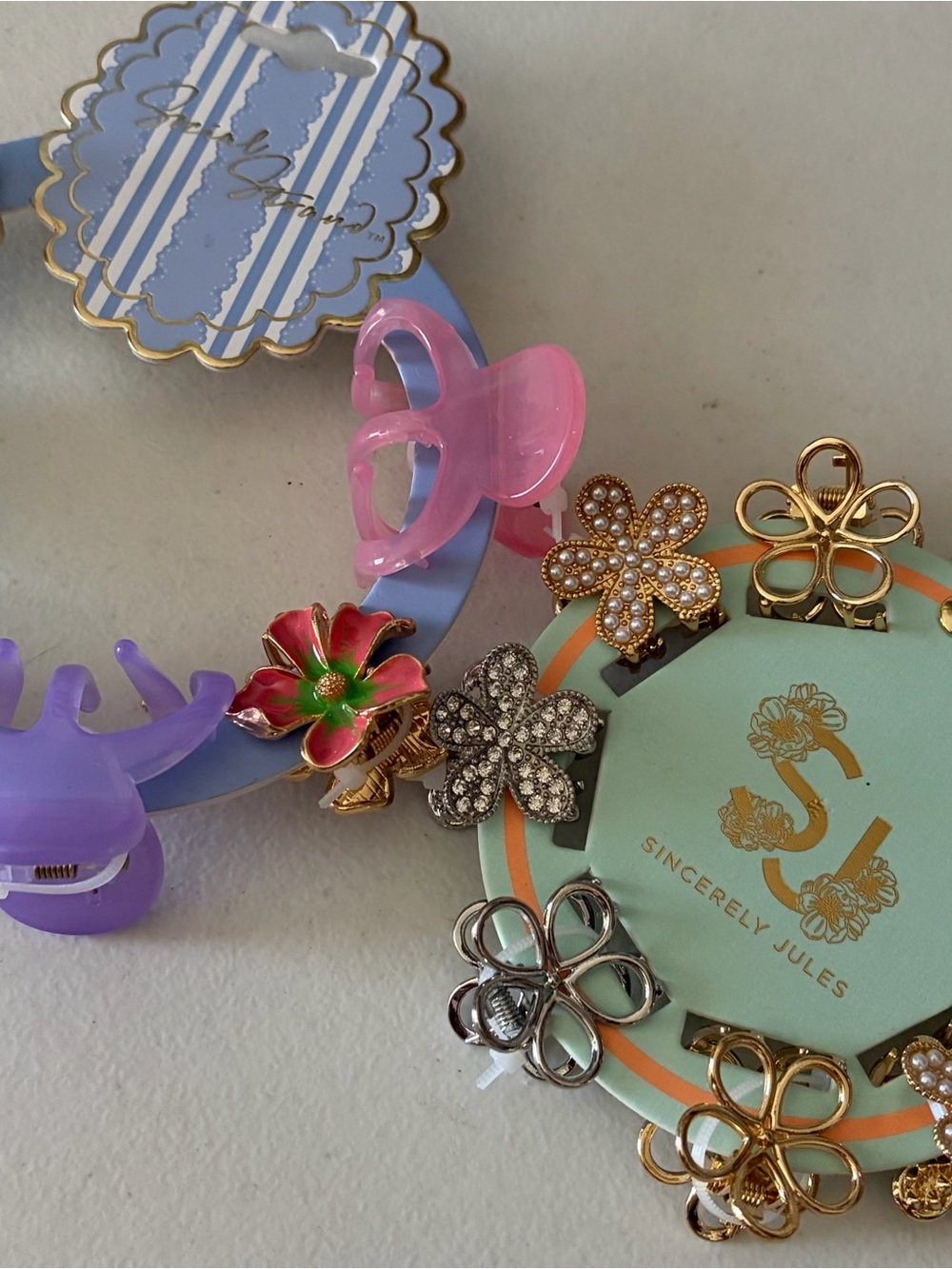 Sincerely Jules Floral Charm Hair Claws-2 Sets